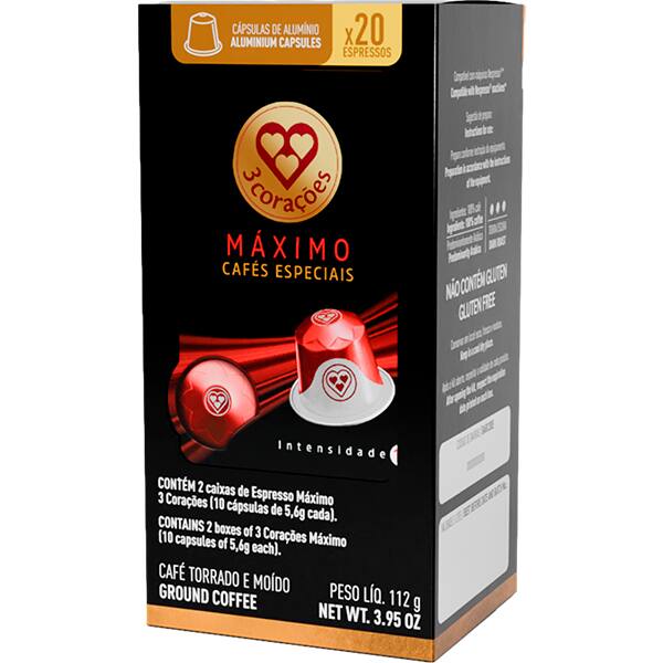 Cápsula de café Compatível com Nespresso, Máximo, Três Corações - CX 20 UN Cápsula de café Compatível com Nespresso, Máximo, Três Corações - CX 20 UN