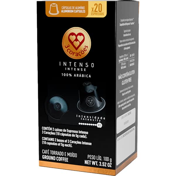 Cápsula de café Compatível Nespresso, 3 Corações, Intenso, Três Corações - CX 20 UN Cápsula de café Compatível Nespresso, 3 Corações, Intenso, Três Corações - CX 20 UN