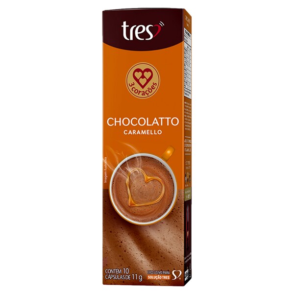 Cápsula de Chocolatto Caramello, Compatível com Cafeteira Tres, 3 corações - CX 10 UN