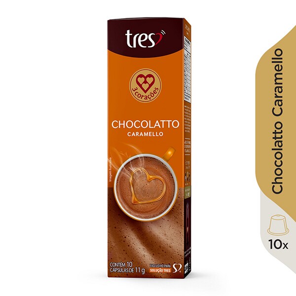 Cápsula de Chocolatto Caramello, Compatível com Cafeteira Tres, 3 corações - CX 10 UN