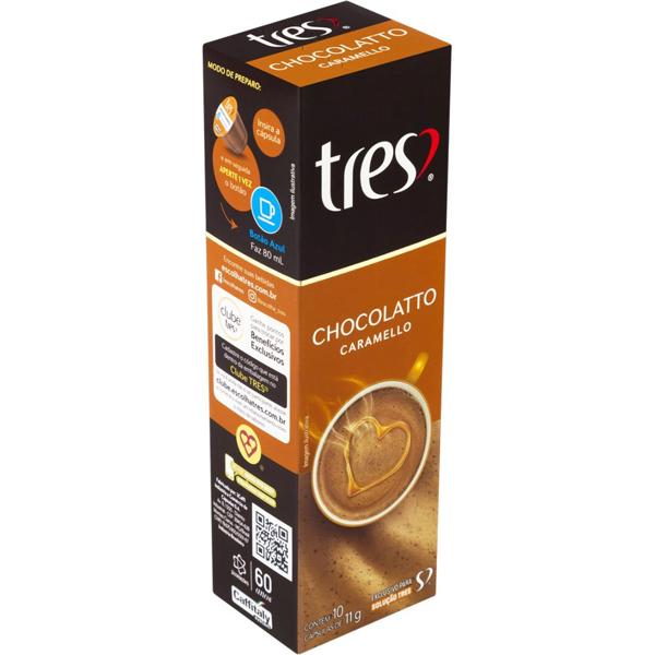 Cápsula de Chocolatto Caramello, Compatível com Cafeteira Tres, 3 corações - CX 10 UN