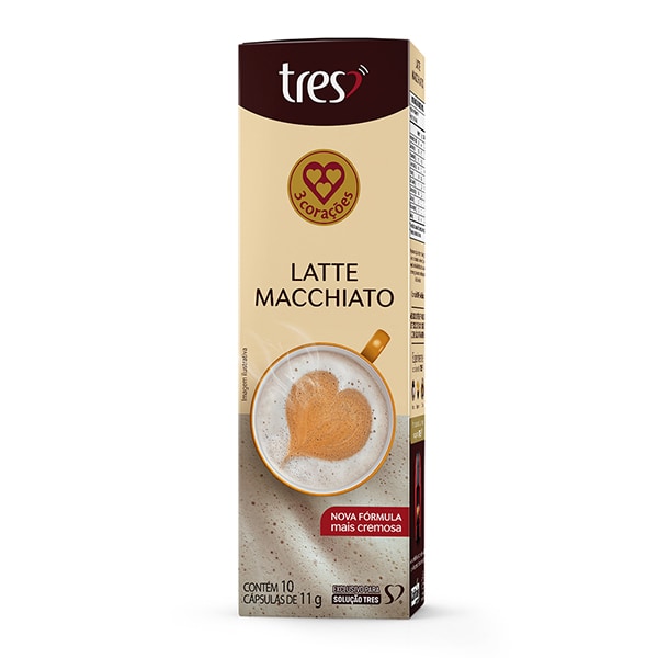 Cápsula de Latte Macchiato, Compatível com Cafeteira Tres, 3 corações - CX 10 UN