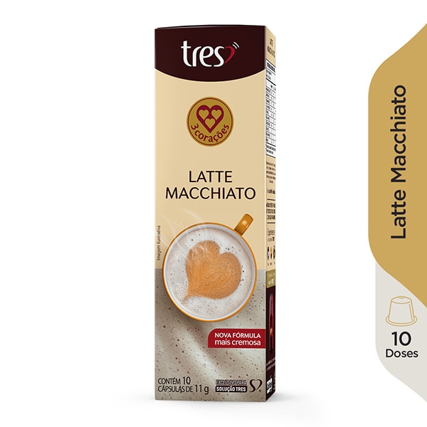 Cápsula de Latte Macchiato, Compatível com Cafeteira Tres, 3 corações - CX 10 UN