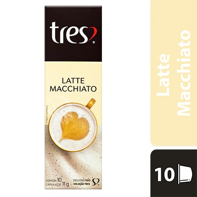 Cápsula de Latte Macchiato, Compatível com Cafeteira Tres, 3 corações - CX 10 UN