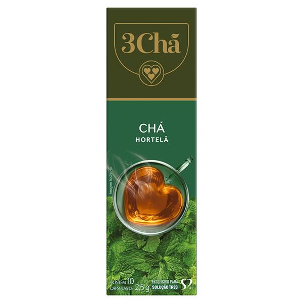 Cápsula de Chá de Hortelã, Compatível com Cafeteira Tres, 3 corações - CX 10 UN