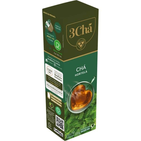 Cápsula de Chá de Hortelã, Compatível com Cafeteira Tres, 3 corações - CX 10 UN