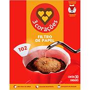 Filtro de Papel Número 102, 3 Corações - CX 30 UN Filtro de Papel Número 102, 3 Corações - CX 30 UN