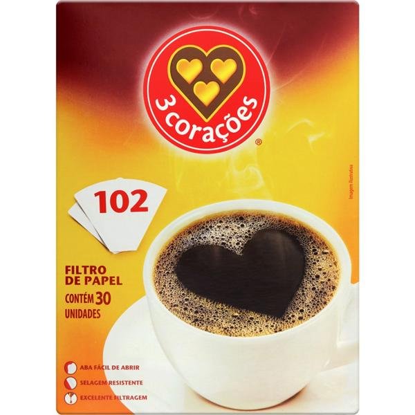 Filtro de café 102 Três Corações CX 30 UN