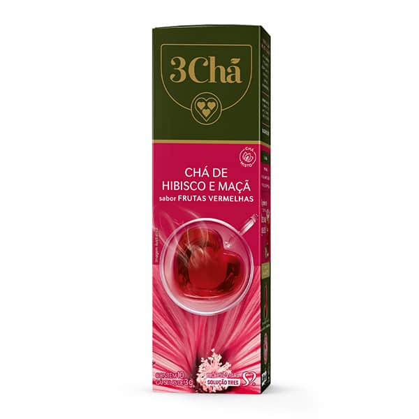 Cápsula de chá misto, Hibisco e maçã, Compatível com Cafeteira Tres, 3 corações - CX 10 UN