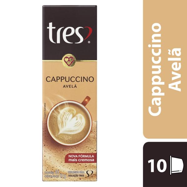 Cápsula de cappuccino Avelã, Compatível com Cafeteira Tres, 3 corações - CX 10 UN