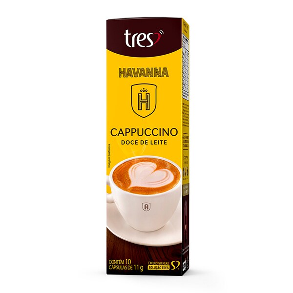 Cápsula de cappuccino, Doce de leite Havanna, Compatível com Cafeteira Tres, Tres corações - CX 10 UN