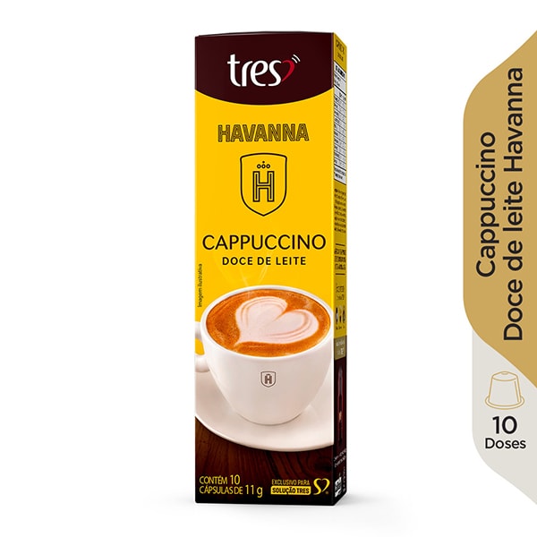 Cápsula de cappuccino, Doce de leite Havanna, Compatível com Cafeteira Tres, Tres corações - CX 10 UN