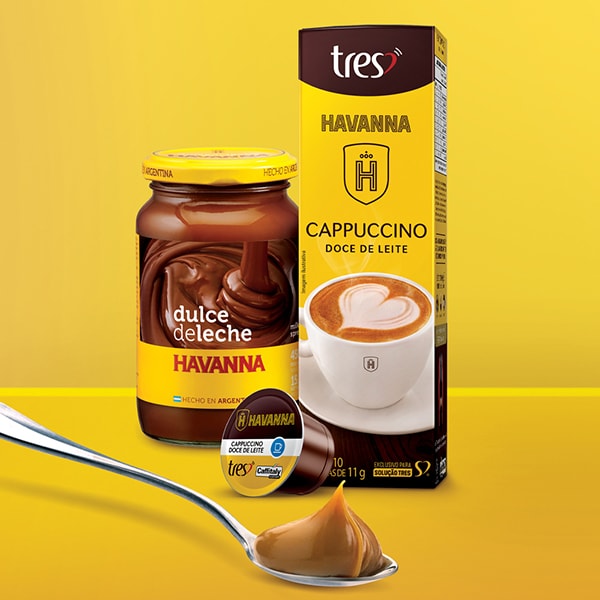 Cápsula de cappuccino, Doce de leite Havanna, Compatível com Cafeteira Tres, Tres corações - CX 10 UN