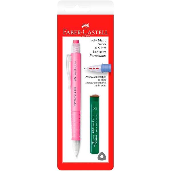 Lapiseira Poly Matic Super 0.5mm Cores Sortidas + 1 Tubo de Grafite Grátis Faber-Castell - BT 1 UN Lapiseira Poly Matic Super 0.5mm Cores Sortidas + 1 Tubo de Grafite Grátis Faber-Castell - BT 1 UN