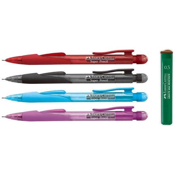 Lapiseira Super Pencil 0.5mm Cores Sortidas + 1 Tubo de Grafite Faber-Castell BT 1 UN BT 1 UN