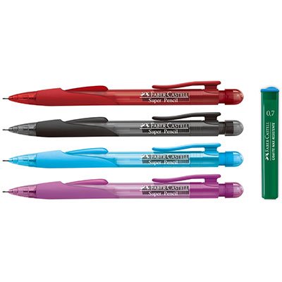 Lapiseira Super Pencil 0.7mm Cores Sortidas + 1 Tubo de Grafite Faber-Castell - BT 1 UN