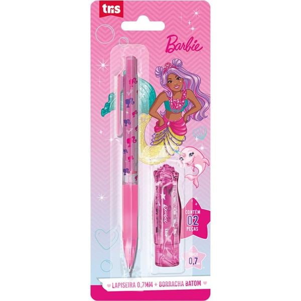 Lapiseira 0.7mm + Borracha Barbie Mattel Tris - BT 2 UN