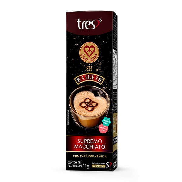 Cápsula Baileys Supremo Macchiato, Compatível com Cafeteira Tres, 3 corações - CX 10 UN