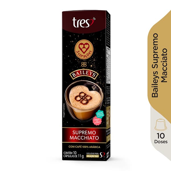 Cápsula Baileys Supremo Macchiato, Compatível com Cafeteira Tres, 3 corações - CX 10 UN