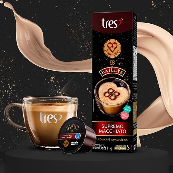 Cápsula Baileys Supremo Macchiato, Compatível com Cafeteira Tres, 3 corações - CX 10 UN