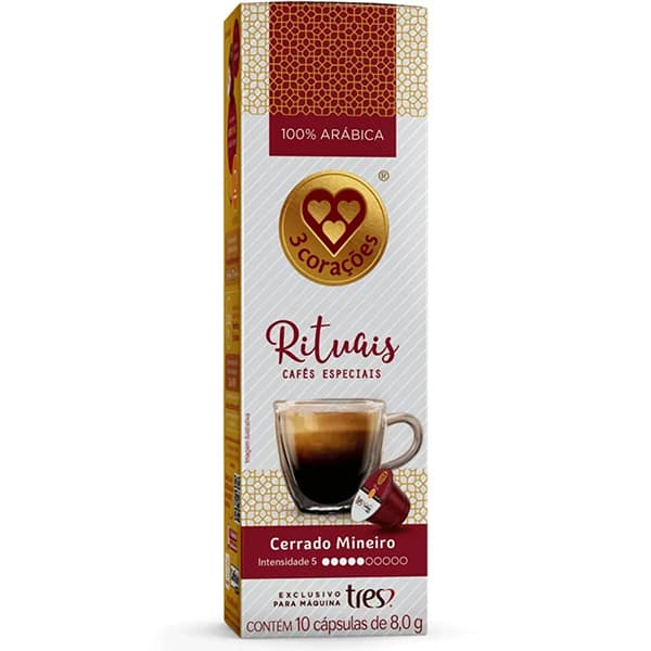 Cápsula de café espresso, rituais Cerrado mineiro, Compatível com Cafeteira Tres, 3 corações - CX 10 UN