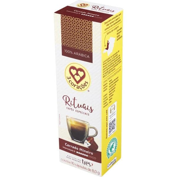 Cápsula de café espresso, rituais Cerrado mineiro, Compatível com Cafeteira Tres, 3 corações - CX 10 UN