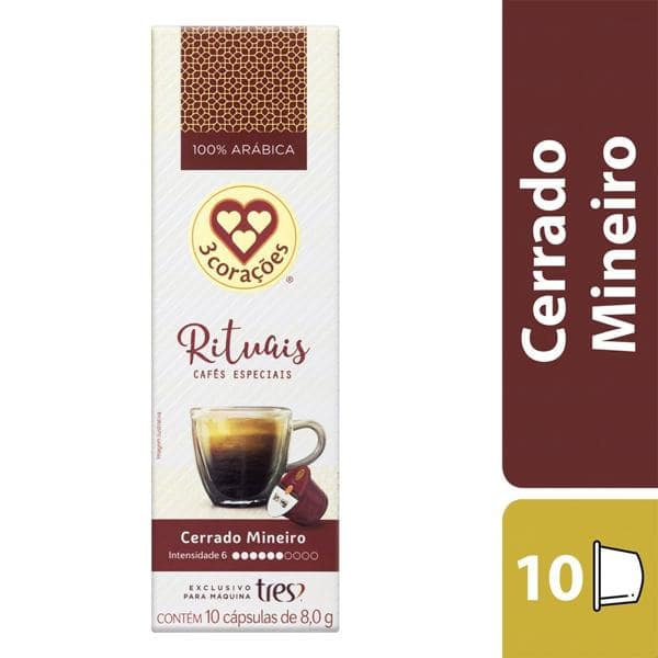 Cápsula de café espresso, rituais Cerrado mineiro, Compatível com Cafeteira Tres, 3 corações - CX 10 UN