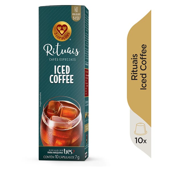 Cápsulas Iced Coffee, Rituais Cafés Especiais, Compatível com Cafeteira Tres, 3 corações - CX 10 UN