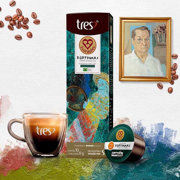 Cápsula de café espresso, Portinari, Peneirando café, Compatível com Cafeteira Tres, 3 corações - CX 10 UN