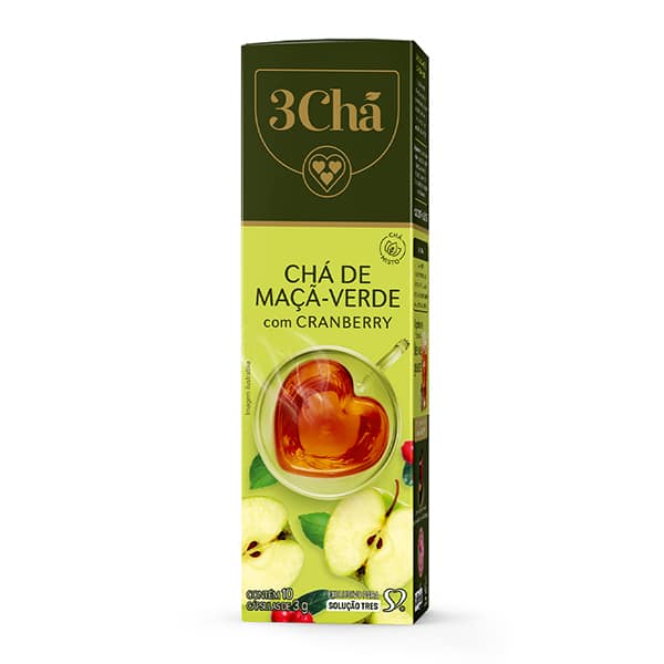 Cápsula de chá misto de maçã verde com Cranberry, Compatível com Cafeteira Tres, 3 corações - CX 10 UN