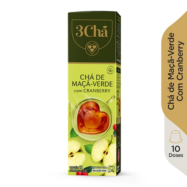 Cápsula de chá misto de maçã verde com Cranberry, Compatível com Cafeteira Tres, 3 corações - 1 UN