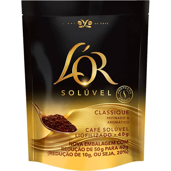 Café L'or Solúvel Classique, Sachê 40g, PT 1 UN