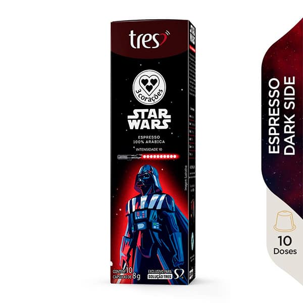Cápsula de Café Espresso Star Wars Darth Vader 3 Corações, Compatível com Cafeteira Tres - CX 10 UN