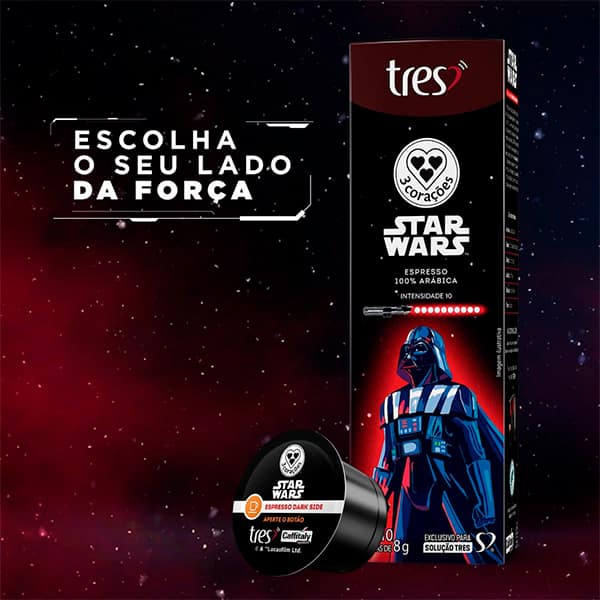 Cápsula de Café Espresso Star Wars Darth Vader 3 Corações, Compatível com Cafeteira Tres - CX 10 UN