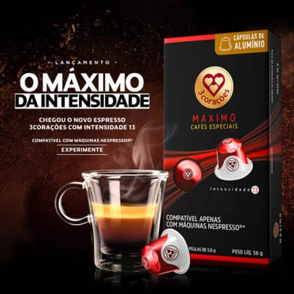 Cápsula de café Compatível com Nespresso, Máximo, Três Corações - CX 10 UN