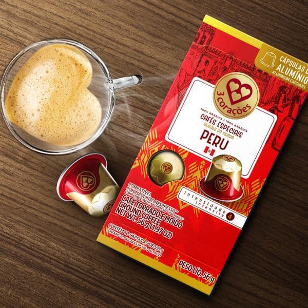 Cápsula de café Compatível com Nespresso, Peru, Três Corações CX 10 UN
