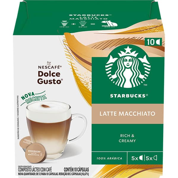 Cápsula de café Starbucks Latte macchiato, Compatível com Cafeteira Dolce Gusto, Starbucks - CX 1 UN