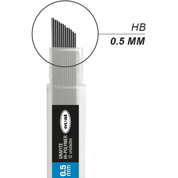 Lapiseira técnica Prata, 0.5mm + 1 tubo com 12 minas grafite, Oval - BT 1 UN