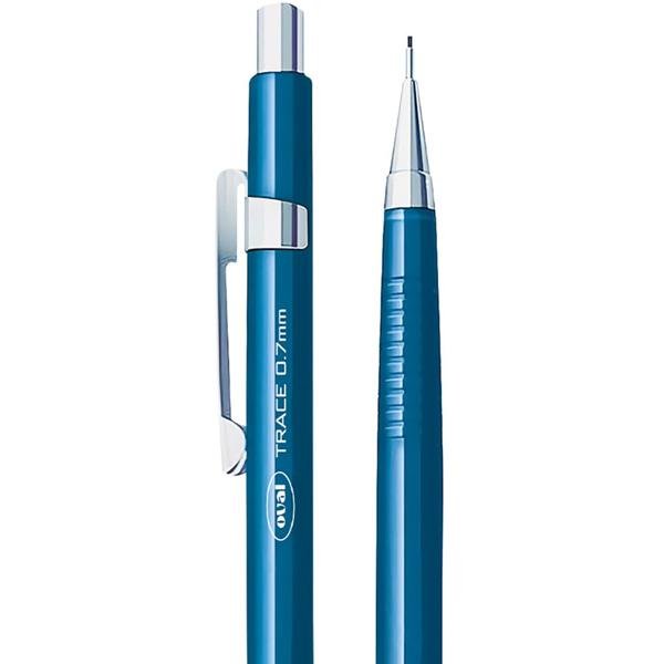 Lapiseira técnica Azul, 0.7mm + 1 tubo com 12 minas grafite, Oval - BT 1 UN