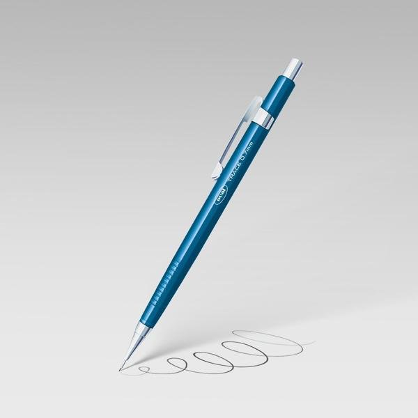 Lapiseira técnica Azul, 0.7mm + 1 tubo com 12 minas grafite, Oval - BT 1 UN