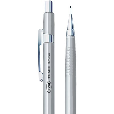 Lapiseira técnica Prata, 0.7mm + 1 tubo com 12 minas grafite, Oval - BT 1 UN