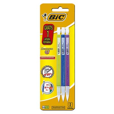 Lapiseira BIC Shimmers 0,7mm, Corpo Colorido Brilhante, Borracha na Ponta, Multicor, Embalagem Leve 3 Pague 2, 891945 - BT 3 UN