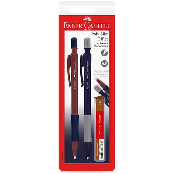 Lapiseira Poly, Slim 0.5mm mix, Azul e Roxo + 1 Tubo de Grafite, az/rx SM/05SLIMOFAR, Faber-Castell - BT 1 UN