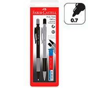 Lapiseira Poly, Slim 0.7mm mix, Cinza e Preto + 1 Tubo de Grafite, cz/pt SM/07SLIMOFCP, Faber-Castell - BT 1 UN