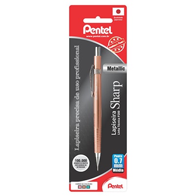 Lapiseira 0.7mm lapiseira metallic gold SM/P207-MY Pentel BT 1 UN