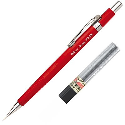 Lapiseira 0.5mm Vermelha + 1 Tubo de Grafite, SM-P205-FRM6 - Pentel BT 1 UN