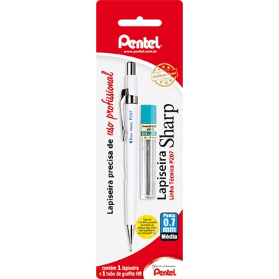 Lapiseira 0.7mm Branca + 1 Tubo de Grafite, SM-P207-WM6 - Pentel BT 1 UN