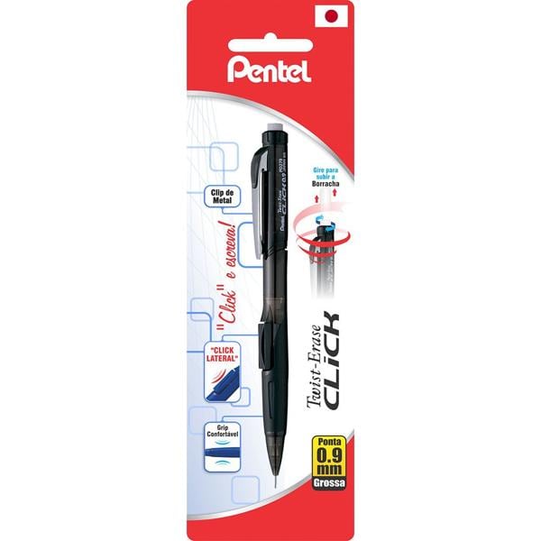 Lapiseira 0.9mm, Twist-erase click fumê, Pentel BT 1 UN