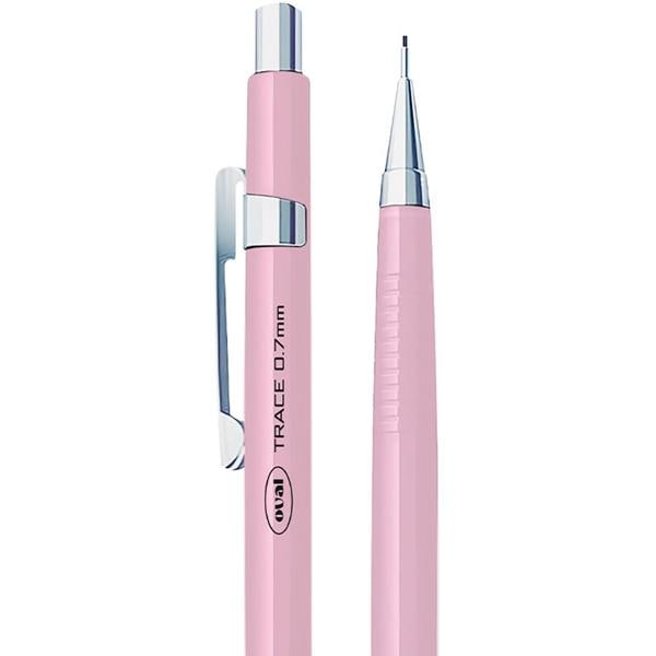 Lapiseira técnica Rosa pastel, 0.7mm + 1 tubo com 12 minas grafite, Oval - BT 1 UN