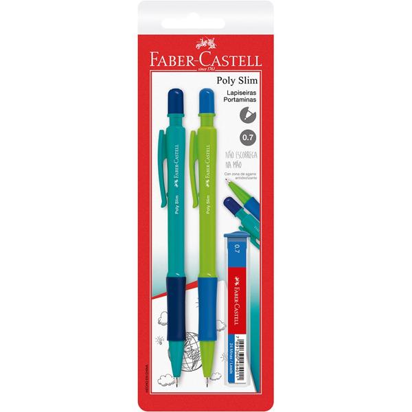 Lapiseira Poly, Slim 0.7mm mix, Azul e Verde + 1 Tubo de Grafite, az/vd SM/07SLIMAV, Faber-Castell - BT 1 UN Lapiseira Poly, Slim 0.7mm mix, Azul e Verde + 1 Tubo de Grafite, az/vd SM/07SLIMAV, Faber-Castell - BT 1 UN